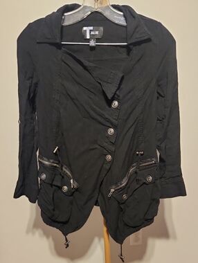 Black Women's Utility Button-Front Jacket